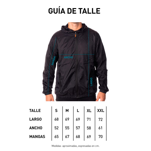 Tabla de talle Campera Rompeviento Mejillon