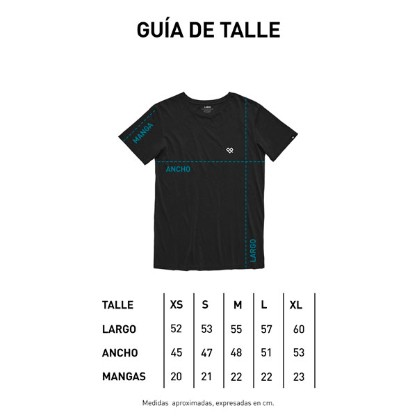 Tabla de talle Remera Mujer Destellos y Andando SS23